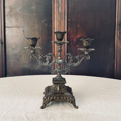 Vintage 3-arm metal candelabra