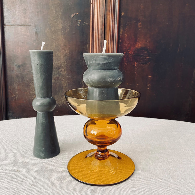 Murano Burnt Orange Stemmed Glass Bowl / Candle Holder