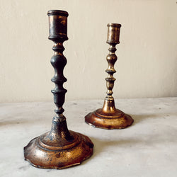 Pair of Vintage Gilded Metal Candlesticks