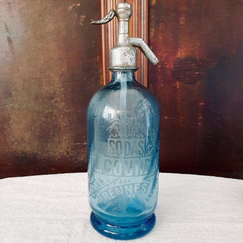French Soda Siphon, P. Buisson Rennes Blue, Circa 1930