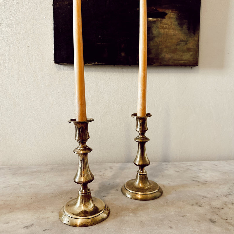 Pair of Vintage Rounded Brass Candlesticks