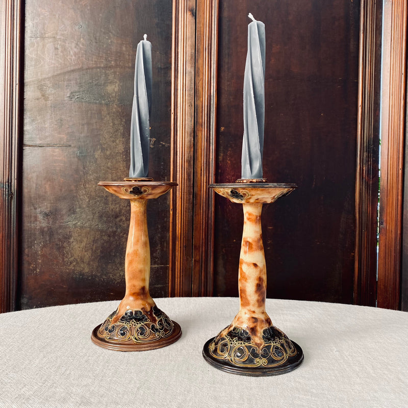 Antique Nouveau Royal Doulton Candlestick Pair
