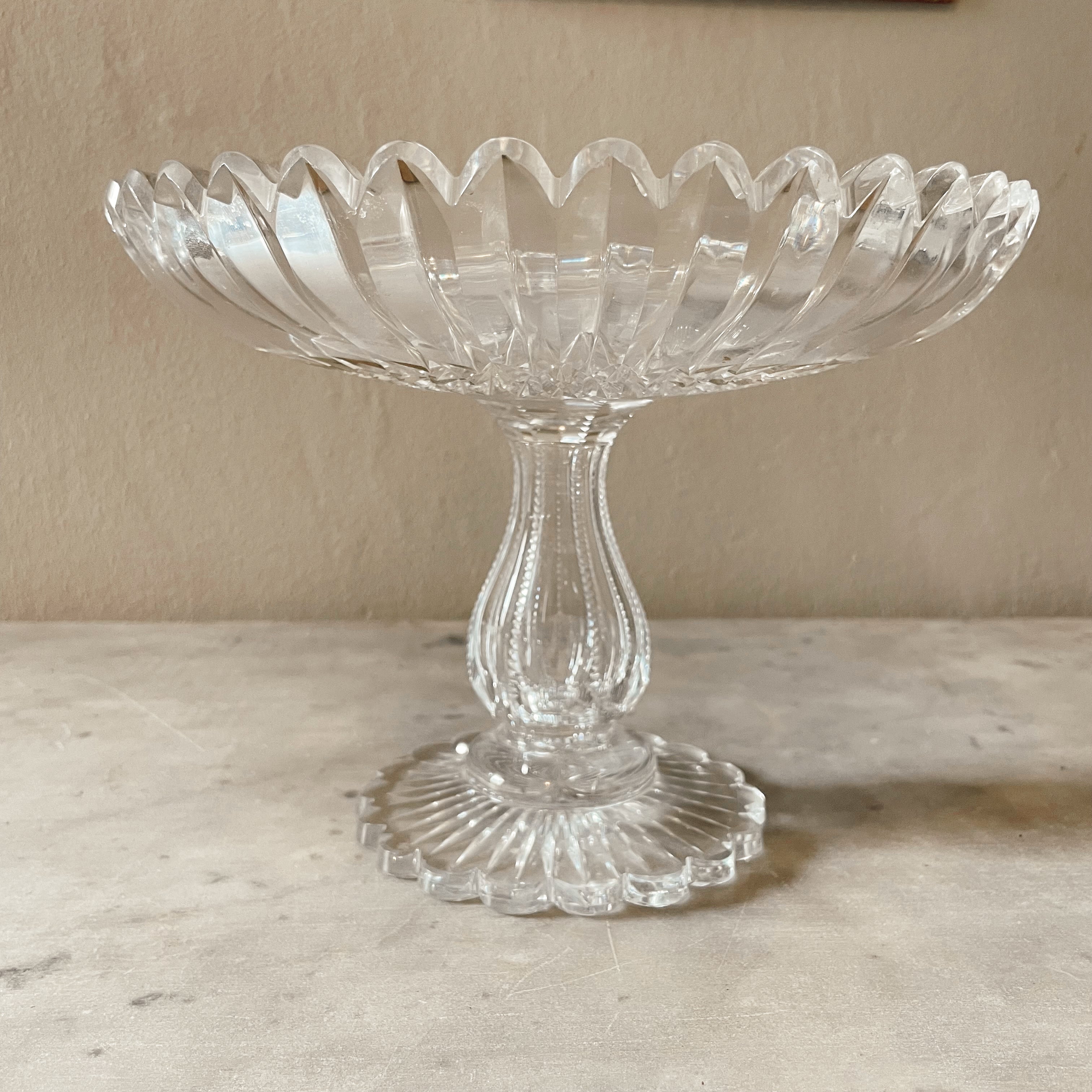 Scalloped Cut Glass Comport
