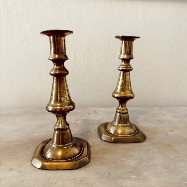 Pair of Small Vintage Brass Candlesticks