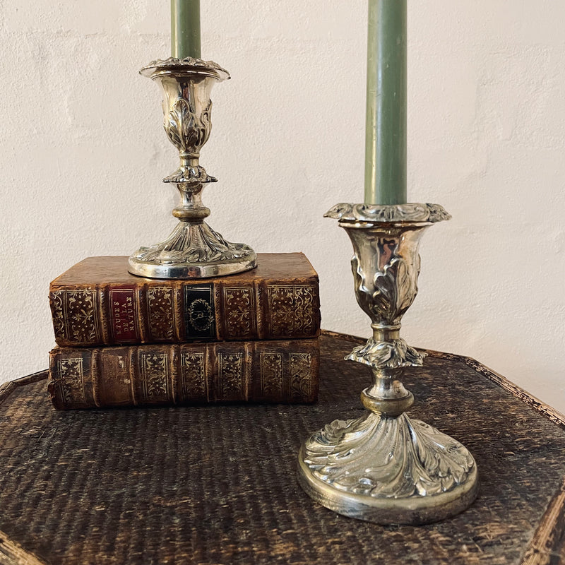 Pair of Petite Vintage Silver-Plated Candlesticks