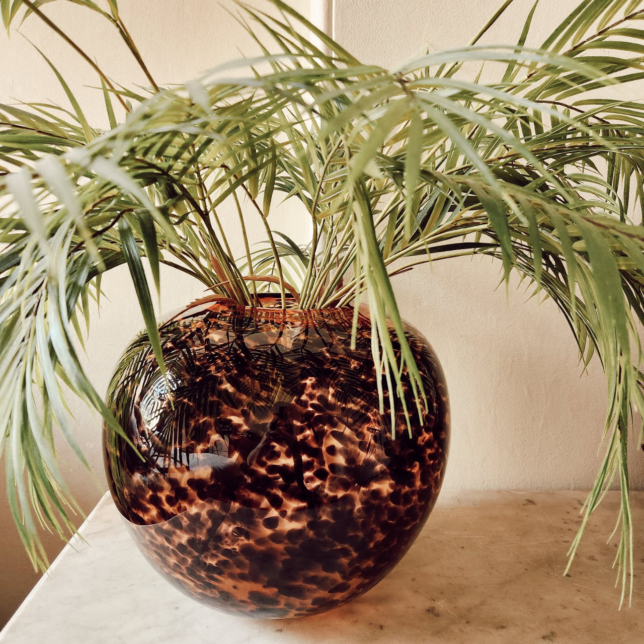 Vintage Large Tortoiseshell Glass Vase