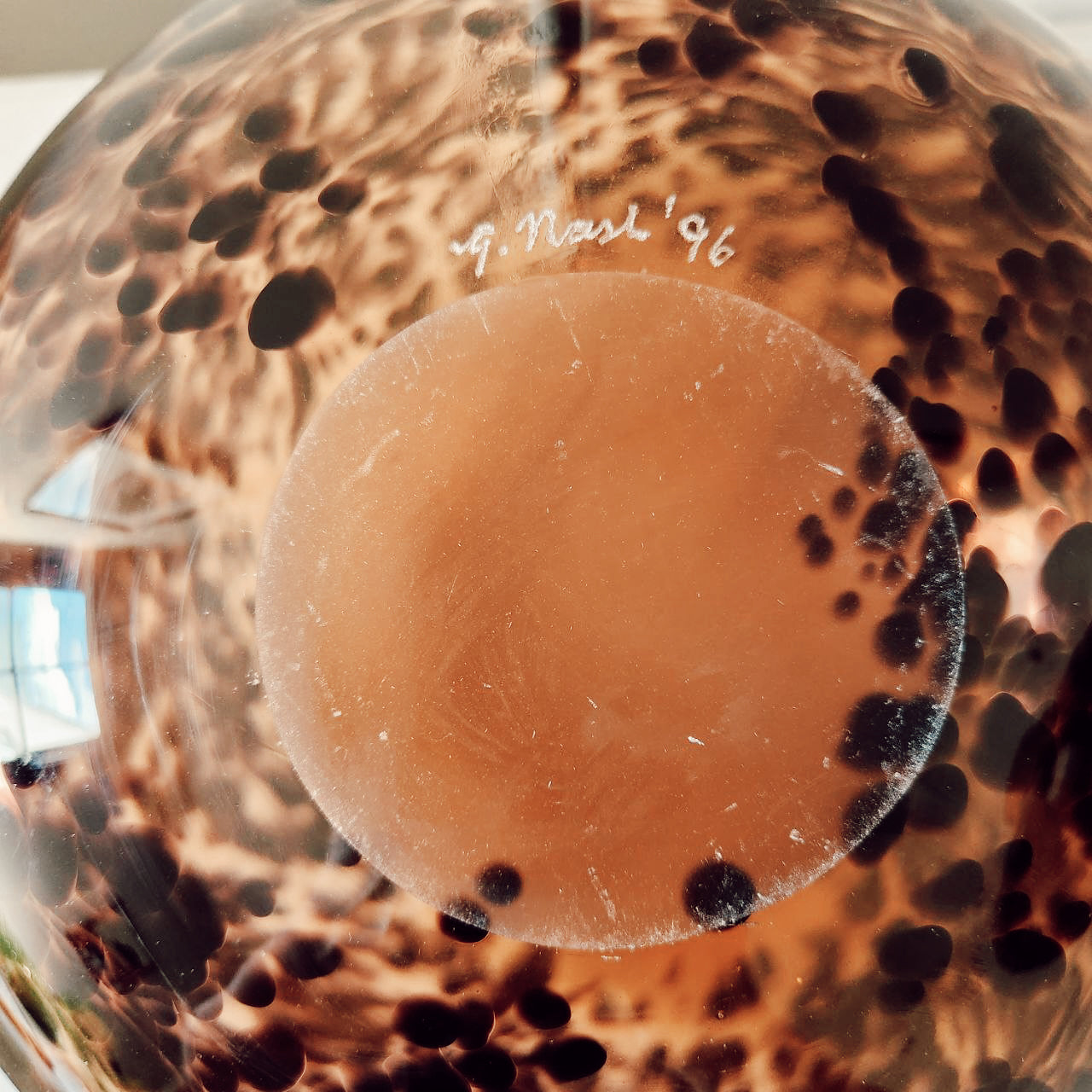 Vintage Large Tortoiseshell Glass Vase