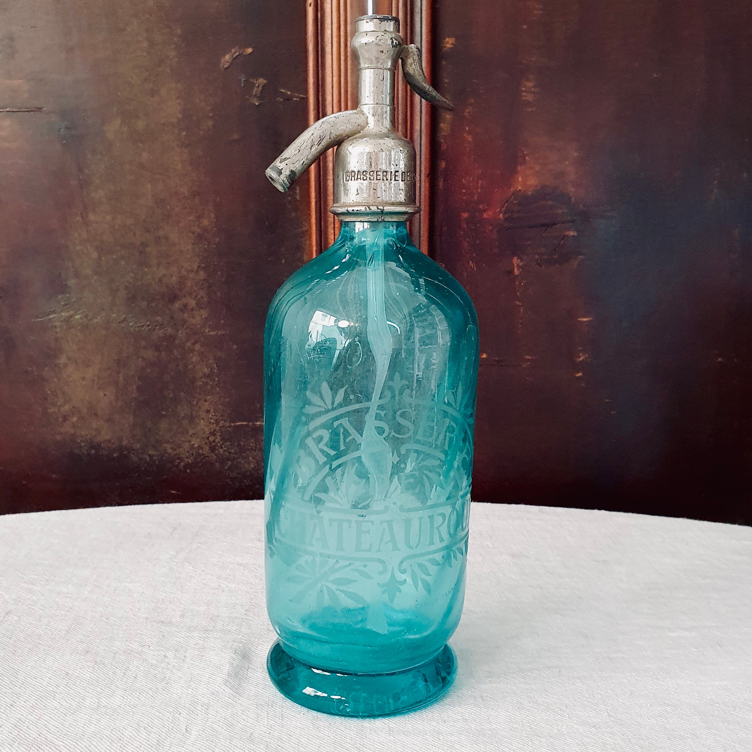 French Soda Siphon Chateauroux Turquoise Circa 1930
