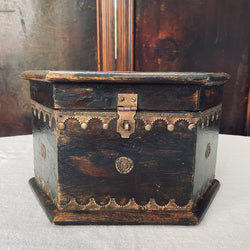 Indian Wooden Box with Brass Detail