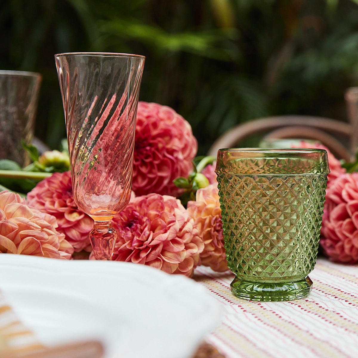 Set of 4 French Rosaline Pink Champagne Glasses