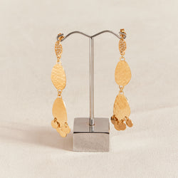Chiara Beaten Gold Plated Drop Earrings