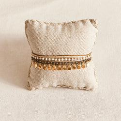 Khaki/Freshwater Pearl Cord Bracelet