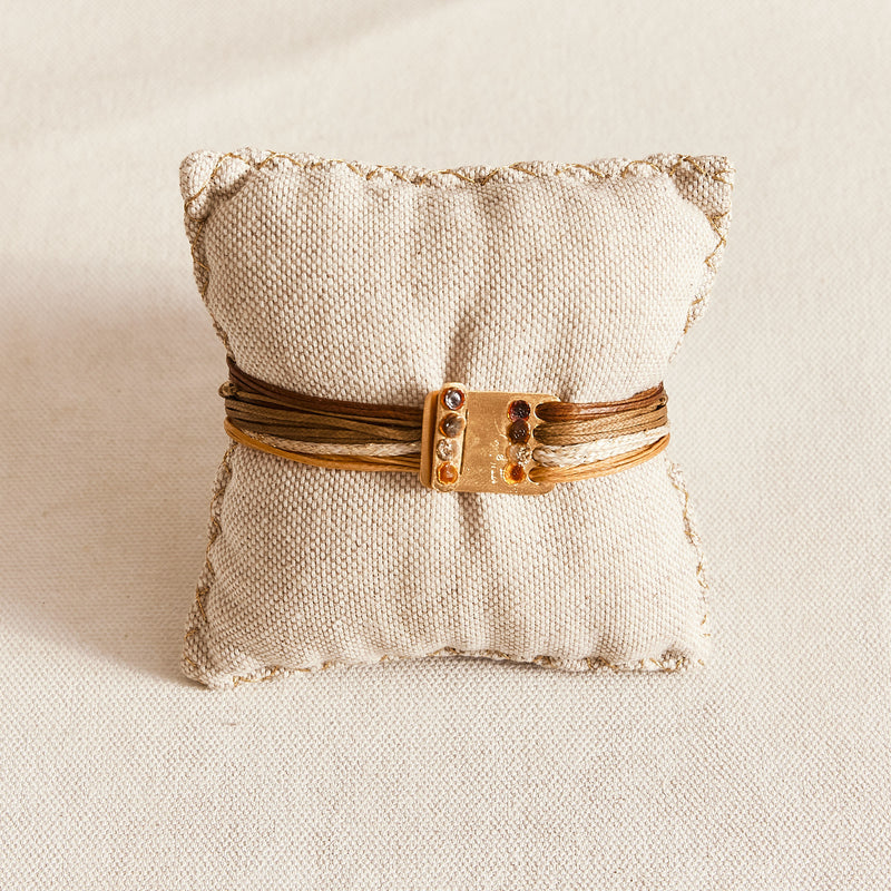 Tan/Gold Braided Four-Strand Cord Bracelet