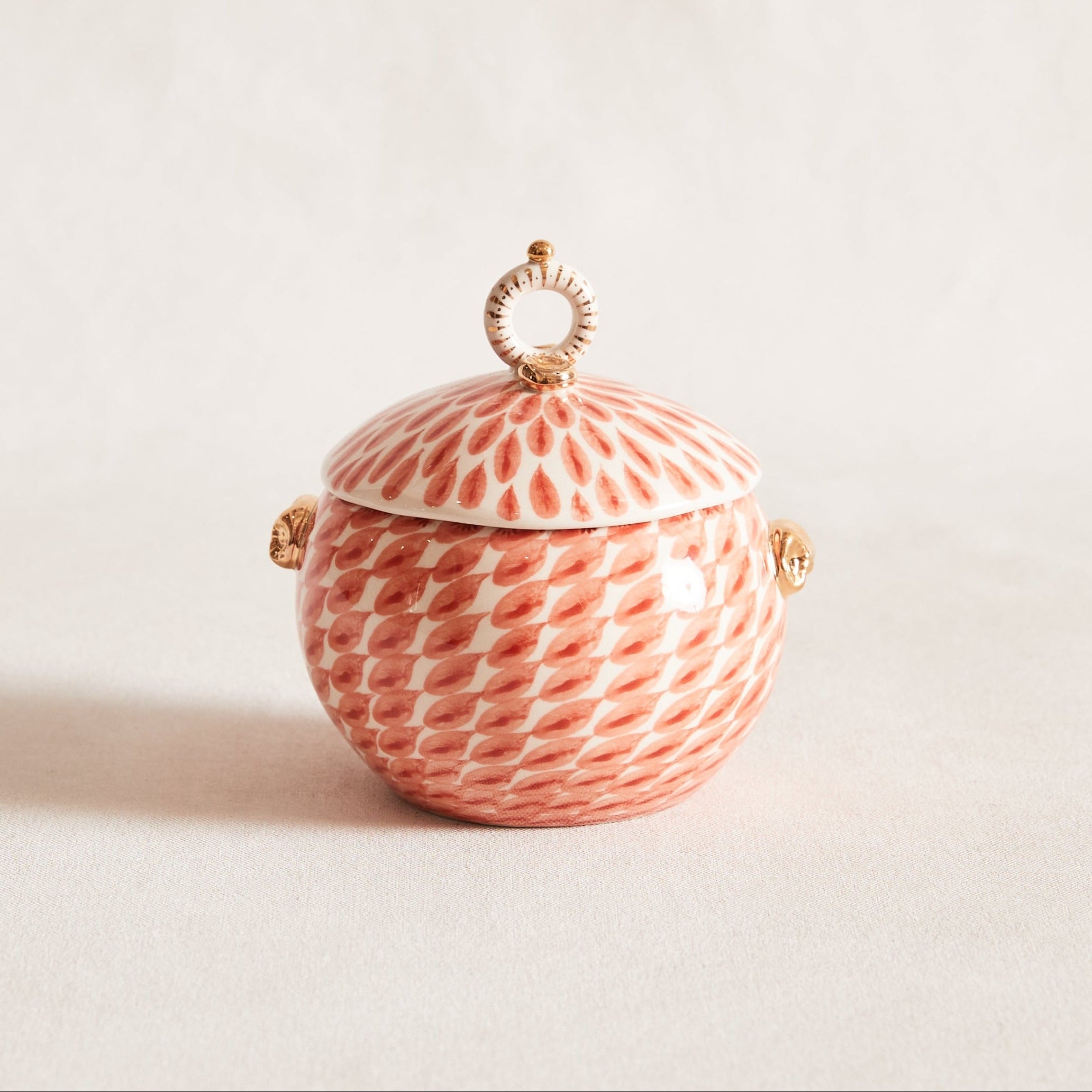 Lidded Sugar Bowl - Coral