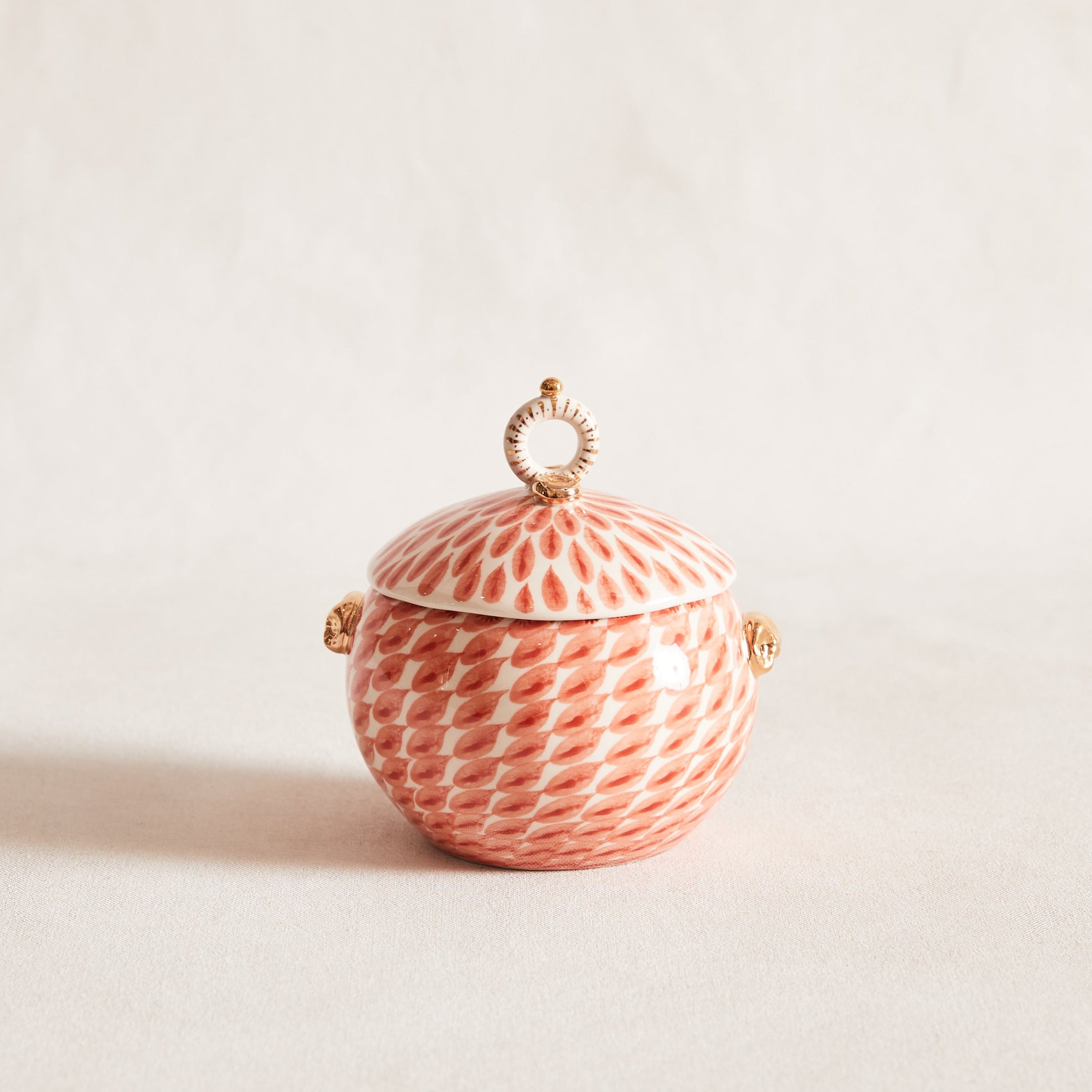 Lidded Sugar Bowl - Coral
