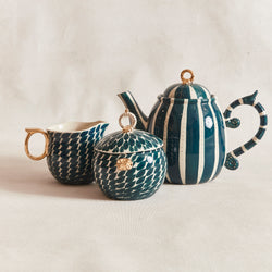 Peacock Stripe & Dash Tea Set