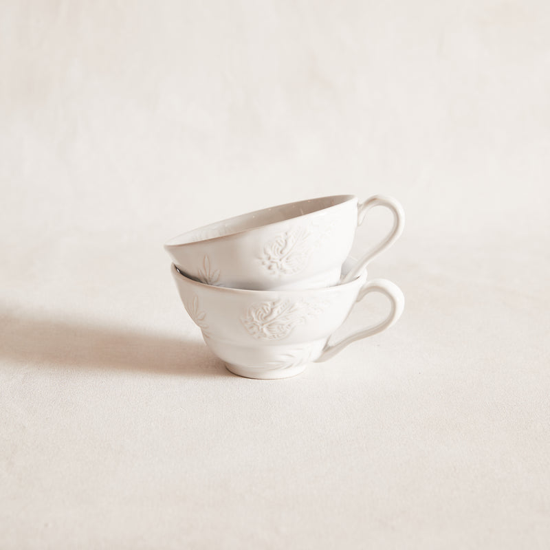 Arabesque cup with handle - white
