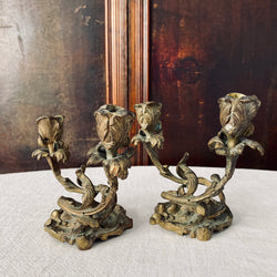 Antique French Bronze Dual Form Candlesticks (Pair)