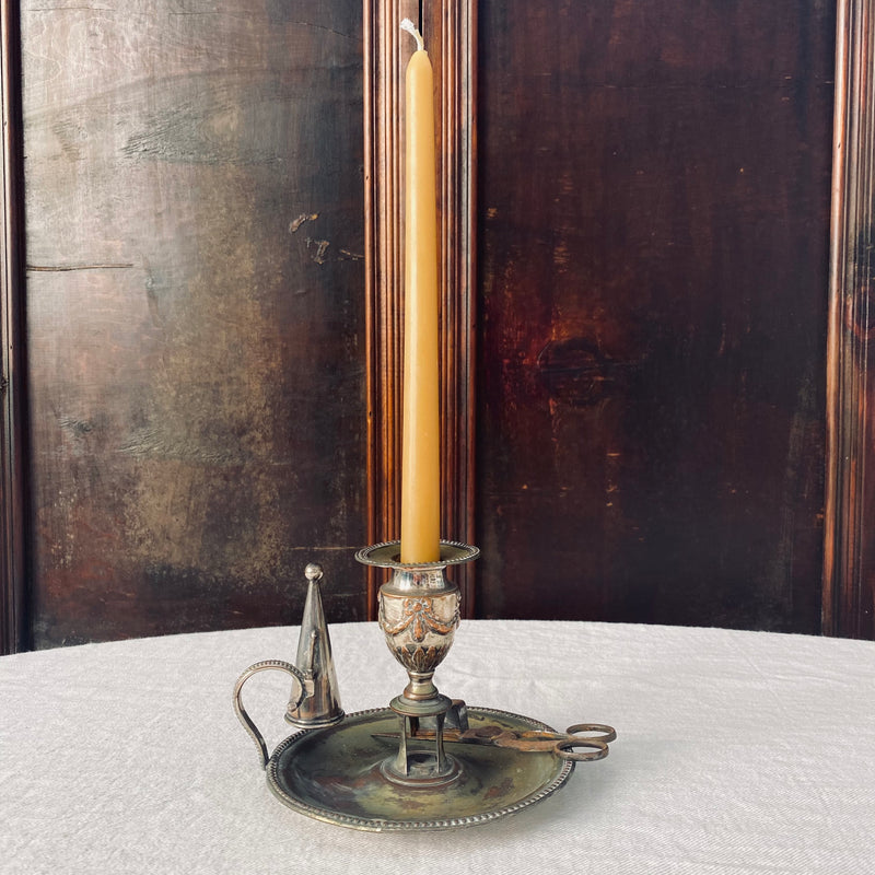 Antique Chamber Candlestick with Snuffer & Scissors