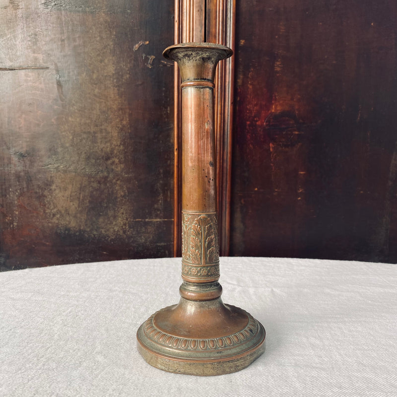 Single Antique Copper Candlestick