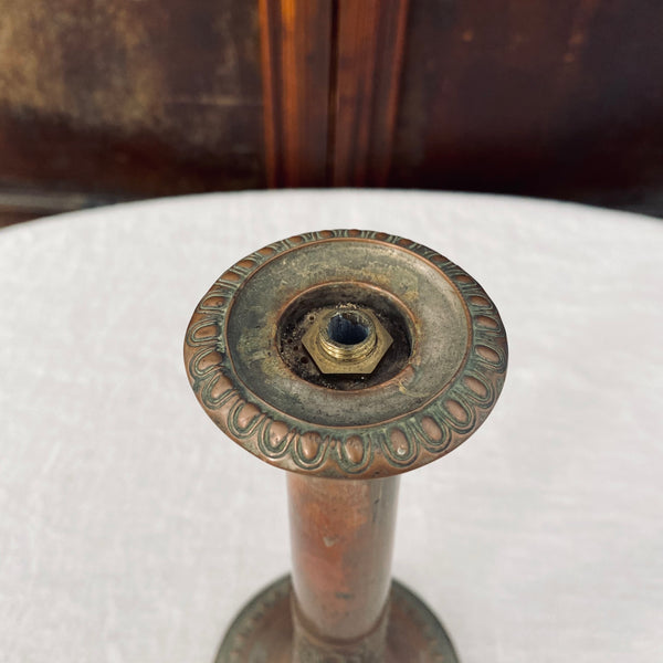 Single Antique Copper Candlestick