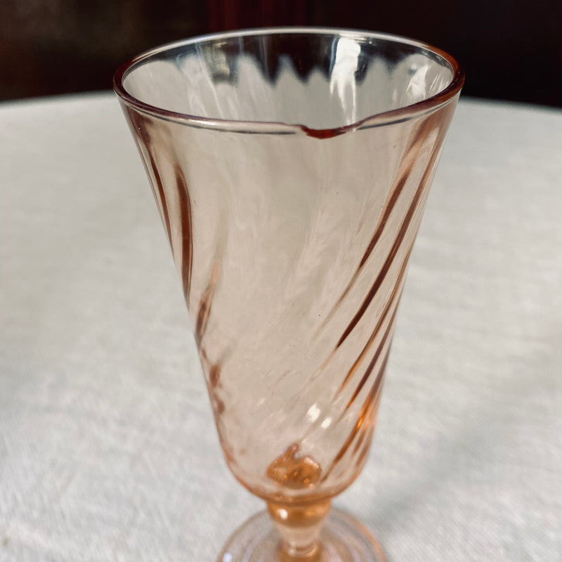 Set of 8 Vintage French Rosaline Salmon Pink Champagne Glasses