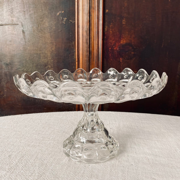 Glass Cake Stand with Star Pattern - 28cm