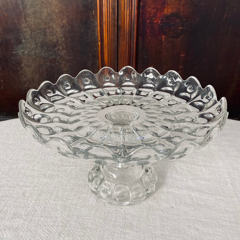 Glass Cake Stand with Star Pattern - 28cm