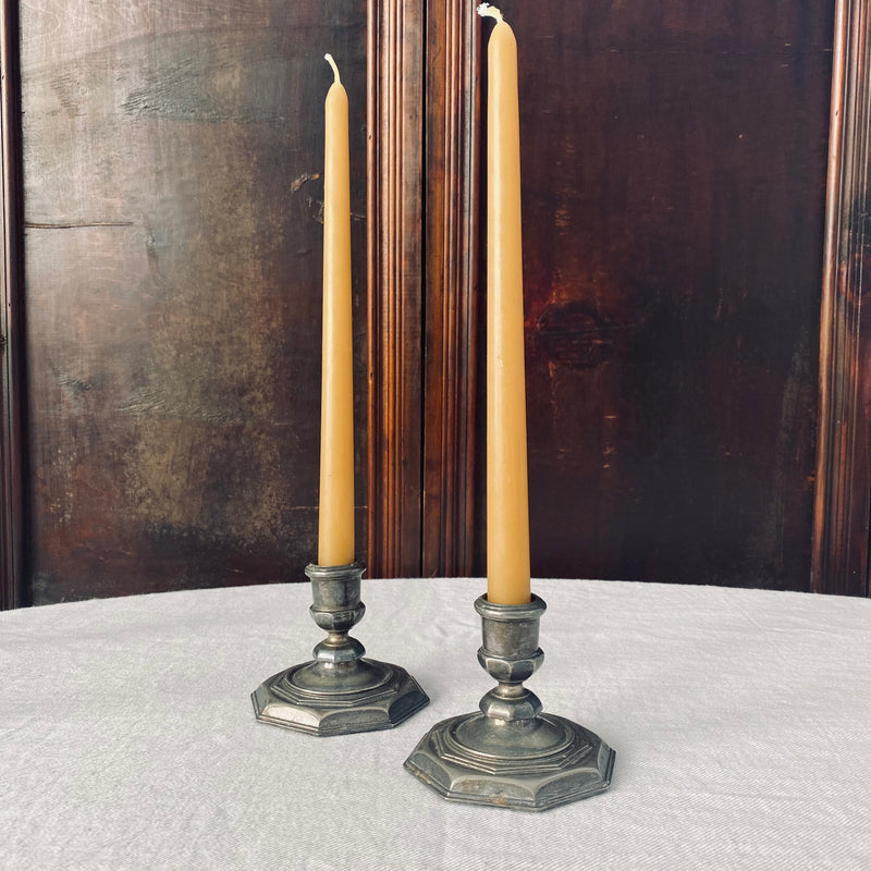 Pair of Silver Plated Squat Octagonal Candlesticks